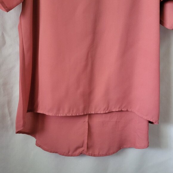 Maurice's Blouse Crocheted 3/4 sleeves Mauve Large Hi-Low Hem flowy - Picture 7 of 10